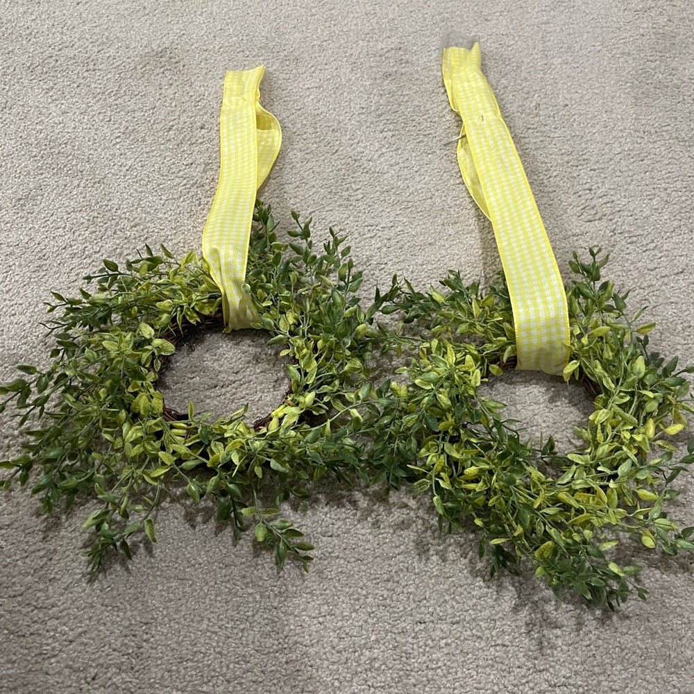 Green Leafy Wreaths with Yellow Ribbon